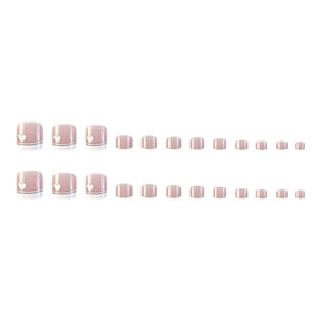 24PCs Fake Nails French Square Nude Natural