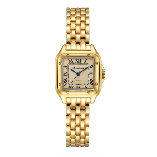 Fashion Stainless Steel Square Simple Design Couple Quartz Watch