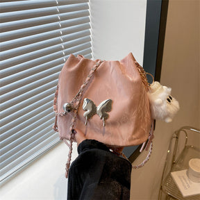 Chain Small Bag Female Butterfly Crossbody Single Shoulder Bucket Bag