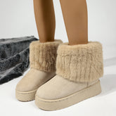 2024 Autumn And Winter Leisure Thick-soled Round Toe Furry Trousers Boots