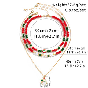 Beaded Women's Necklace Christmas Snowman Gift Imitation Crystal Ornament