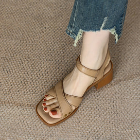 French Style Mid Heel Open Toe Sandals For Women Summer