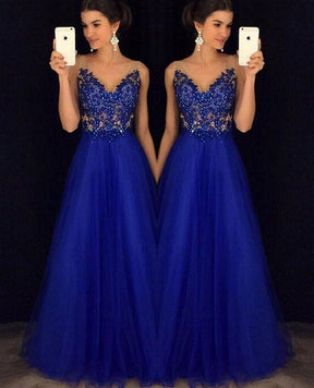 Dress Backless Beaded Ball Elegant Long Dress Blue Chiffon Dress Spot