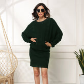 Autumn And Winter New Loose Batwing Sleeve Dress Sweater