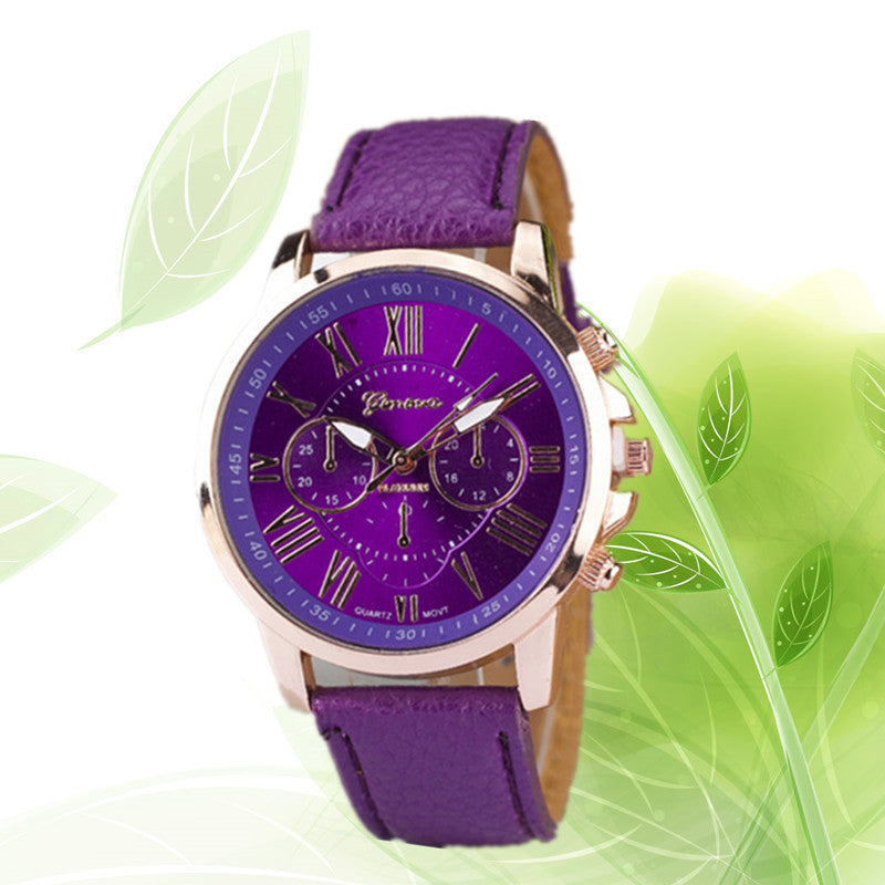 Three eye watches, retro GENEVA, Geneva students, couples, watches, men's belts, quartz trends watches