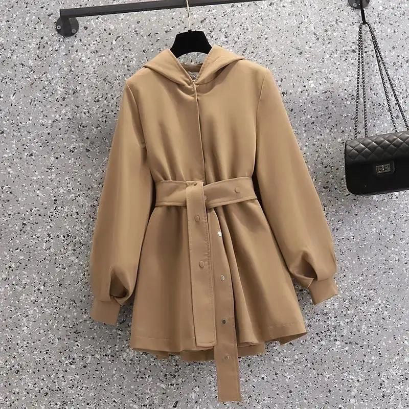 Winter And Autumn Hooded Trench Coat Women