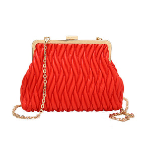 Chain Shoulder Texture Lock Pleated Handbag