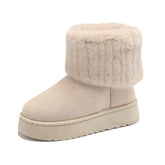 Thick-soled Plush Snow Boots Winter Warm Mid-tube Furry Cotton Shoes For Women Short Boot