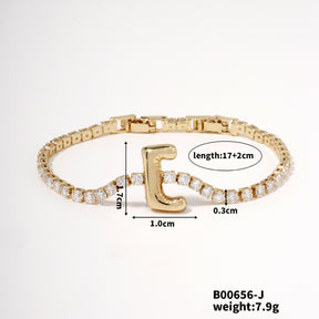 Buckle English Letter Bracelet Female Zircon