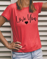 Love You And Love You More Short Sleeve European And American Letters Male And Female Couple Short Sleeve