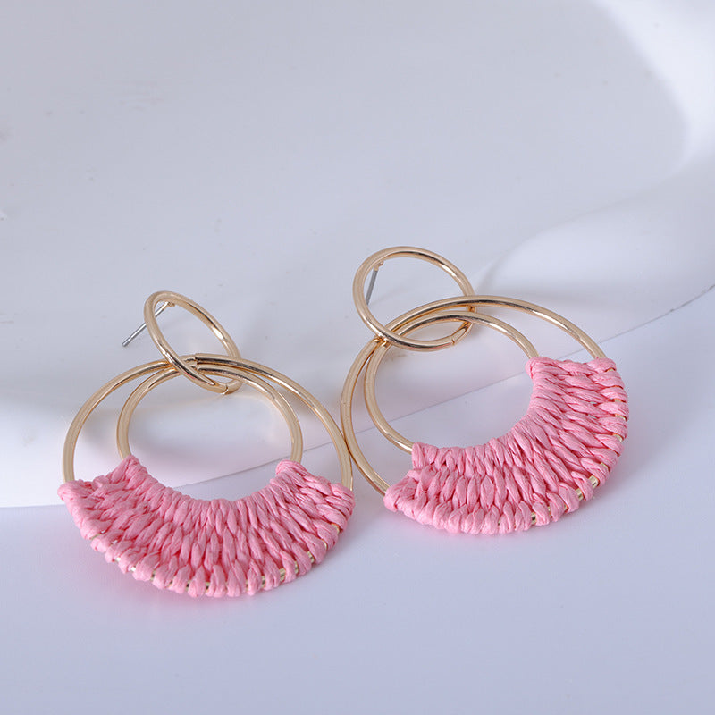 Women's Fashion Creative Hand Weaving Stud Earrings