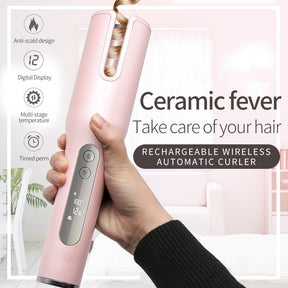 Wireless Automatic Curler USB  LCD Screen Ceramic Heating Anti-perm Curler