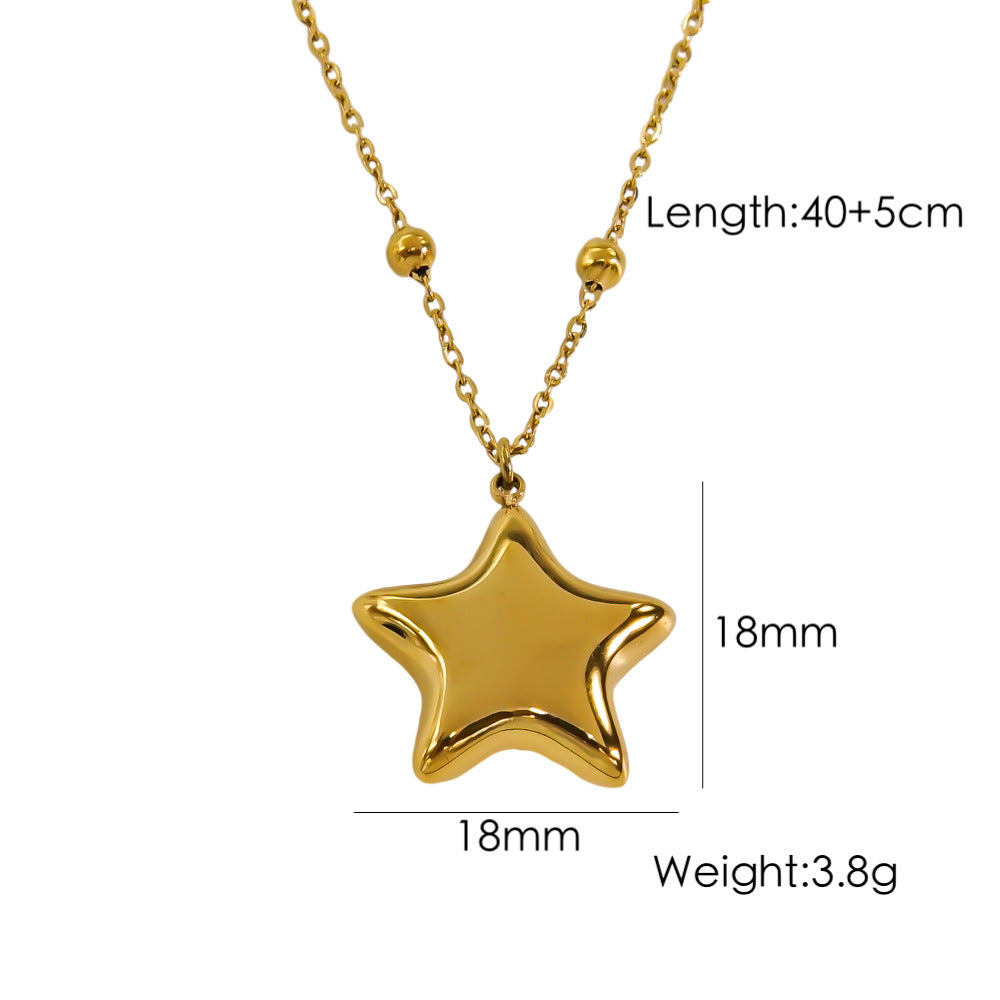 Simple Style Five-pointed Star Stainless Steel Necklace Earrings