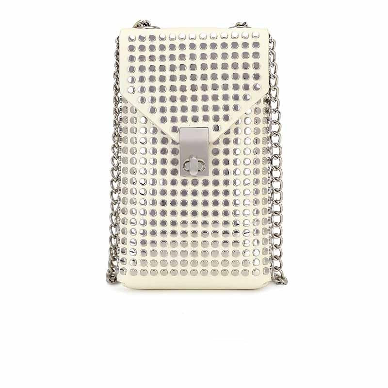 Fashion Soft Leather Rivet Crossbody Chain Bag