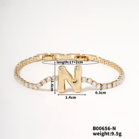 Buckle English Letter Bracelet Female Zircon