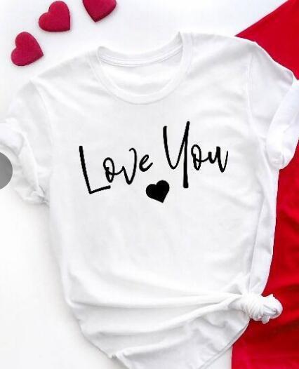 Love You And Love You More Short Sleeve European And American Letters Male And Female Couple Short Sleeve