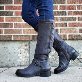 Round Toe Low Heel High Leg Boot