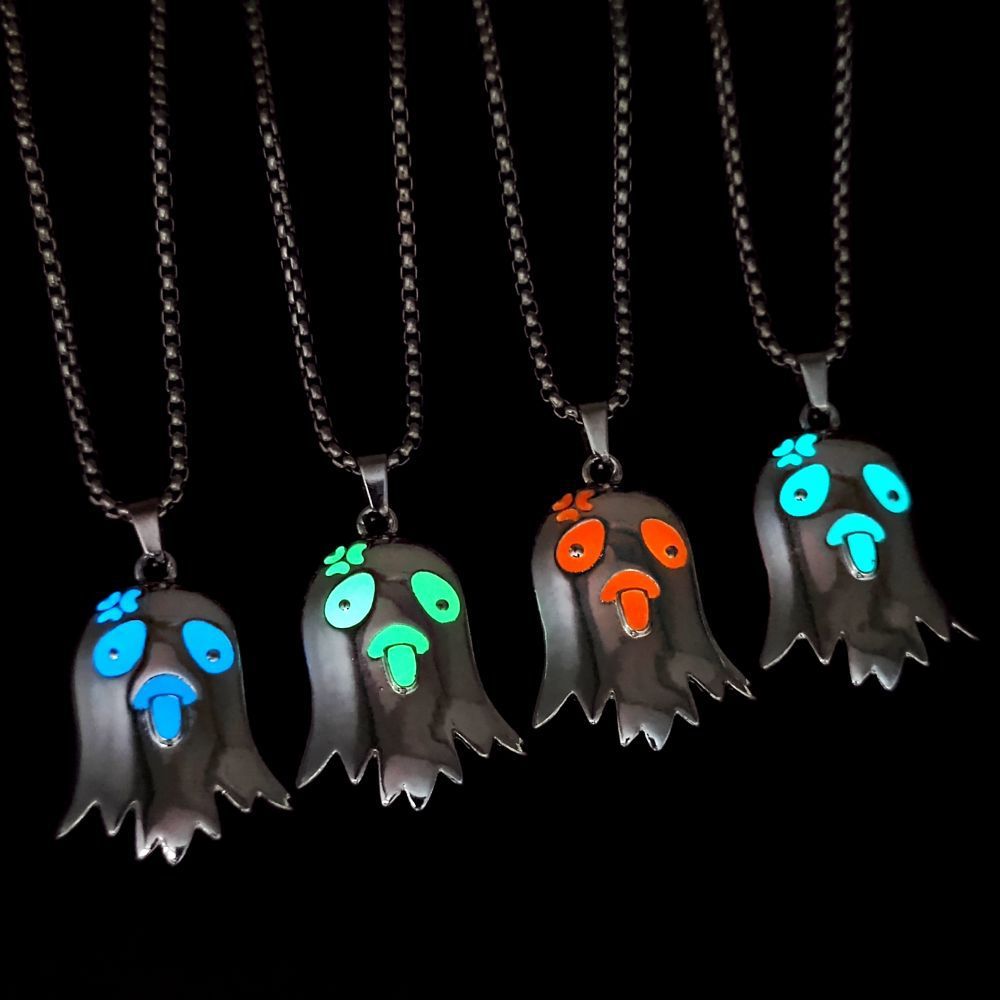 Halloween Topless Glossy Glowing Ghost Pendant Necklace