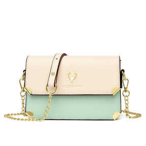 Fashion Color Contrast Deer Head Chain Crossbody Bag