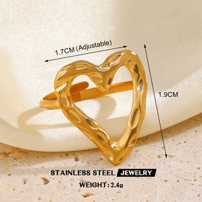 Stainless Steel Love Heart-shaped Ring Line Cross Titanium Steel Ring