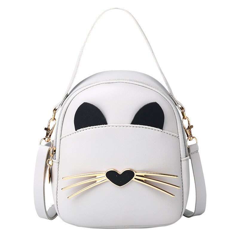 Ladies Printed Korean Style Fun Cat Small Backpack