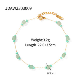 Beach Versatile Women's Simple Bohemian Color Bead Anklet Bohemian Style Foot Ornaments