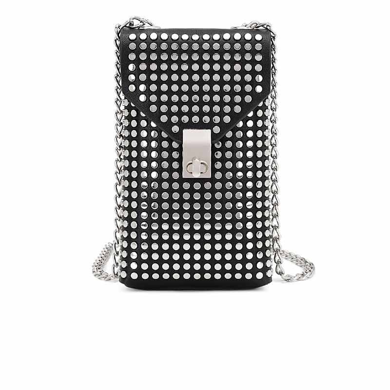 Fashion Soft Leather Rivet Crossbody Chain Bag