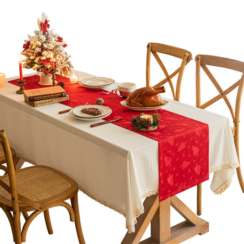 Christmas Table Runner Dark Jacquard Dining Table