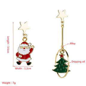 Creative Christmas Series Christmas Gift Ring Christmas Tree Earrings