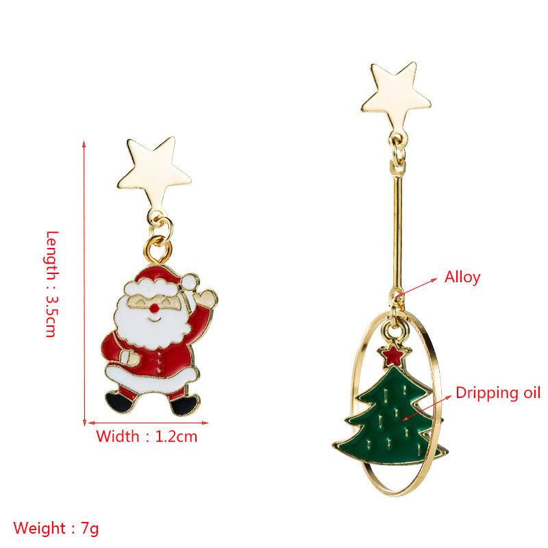 Creative Christmas Series Christmas Gift Ring Christmas Tree Earrings