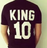 KING 10 QUEEN 10 Printed Back T-shirt Text Couple Wear Short Sleeve Men And Women Same Style