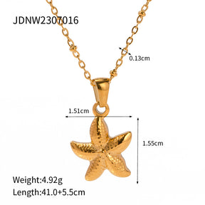 Stainless Steel Shell Necklace Starfish Beach Style Clavicle Chain Titanium Steel Ornament