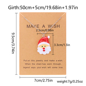 Cute Cartoon Resin Necklace Christmas Snowman Santa Claus Pendant Clavicle Chain Necklace For Women Jewelry