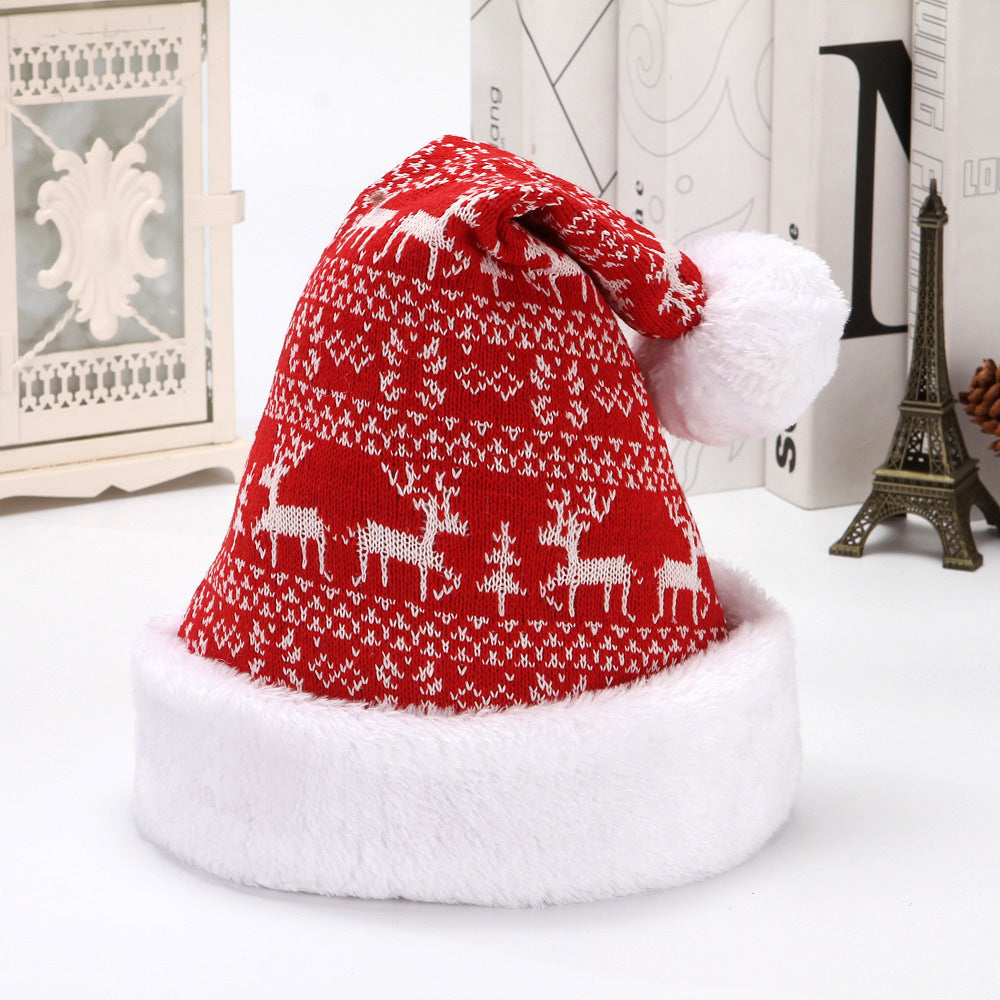 Snowflake Deer Knitted Wool Flannel Christmas Hat