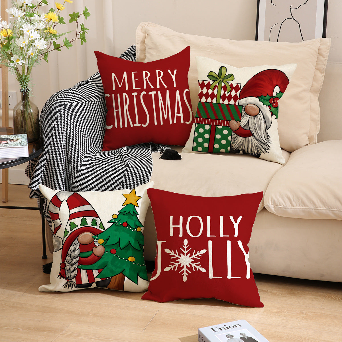 Christmas Pillow Red Combination Throw Pillowcase