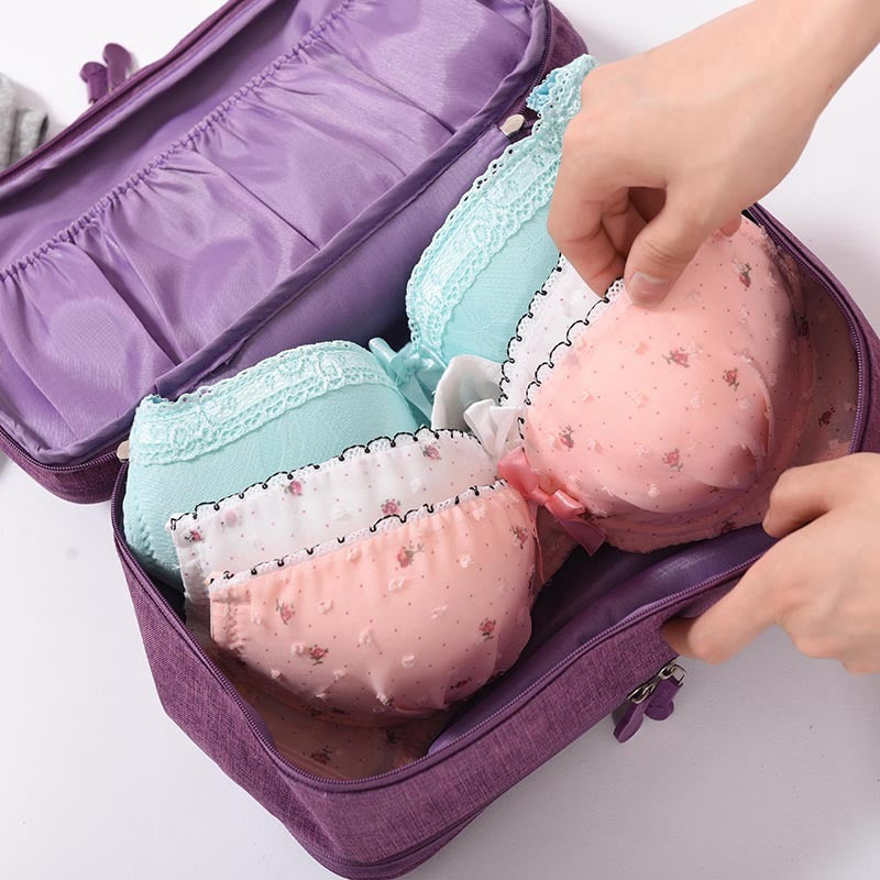 Travel Makeup Bags Women Multi-function 3-shelf Underwear Storage Bag