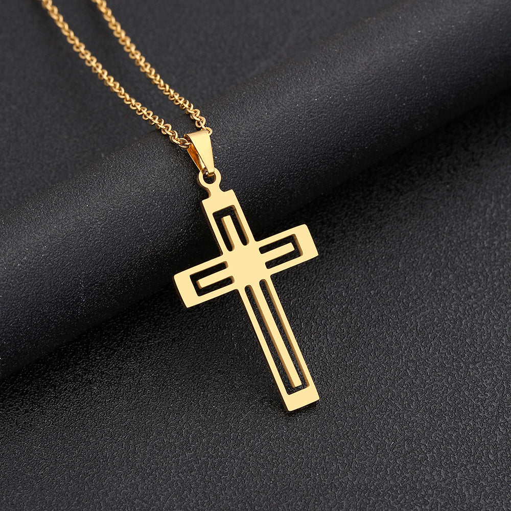 Stainless Steel Cross Necklace For Men Women Pendant Jewelry Fashion Fall Winter Sweater Necklace