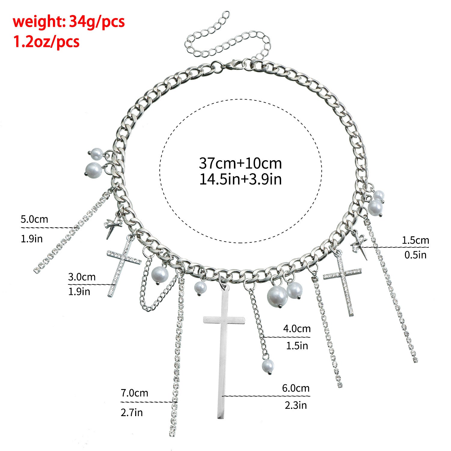 Diamond Cross Tassel Clavicle Chain Fashion Necklace