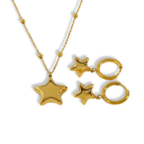 Simple Style Five-pointed Star Stainless Steel Necklace Earrings