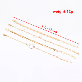 Simple Geometric Circle Wheat Ear Pearl Pendant 4-piece Set Bracelet