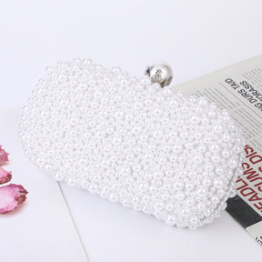 Women's Pearl Dinner Bag Soft Surface Lock Clutch