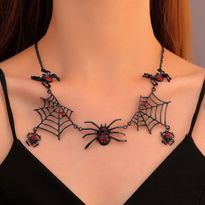 Halloween Spider And Spider Web Necklace Personality Clavicle Necklace Fashion Jewelry Accessories