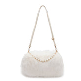 Autumn And Winter Fashion Shoulder Bags Pearl Chain Crossbody Bag Versatile Commuting Armpit Plush Female Bag