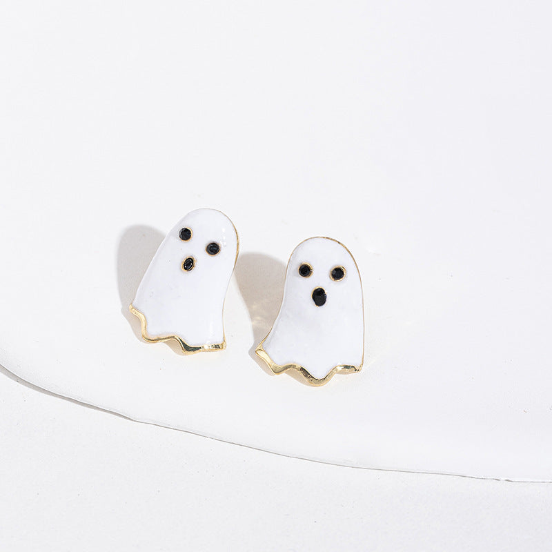 Halloween Diamond Skull Stud Earrings Alloy