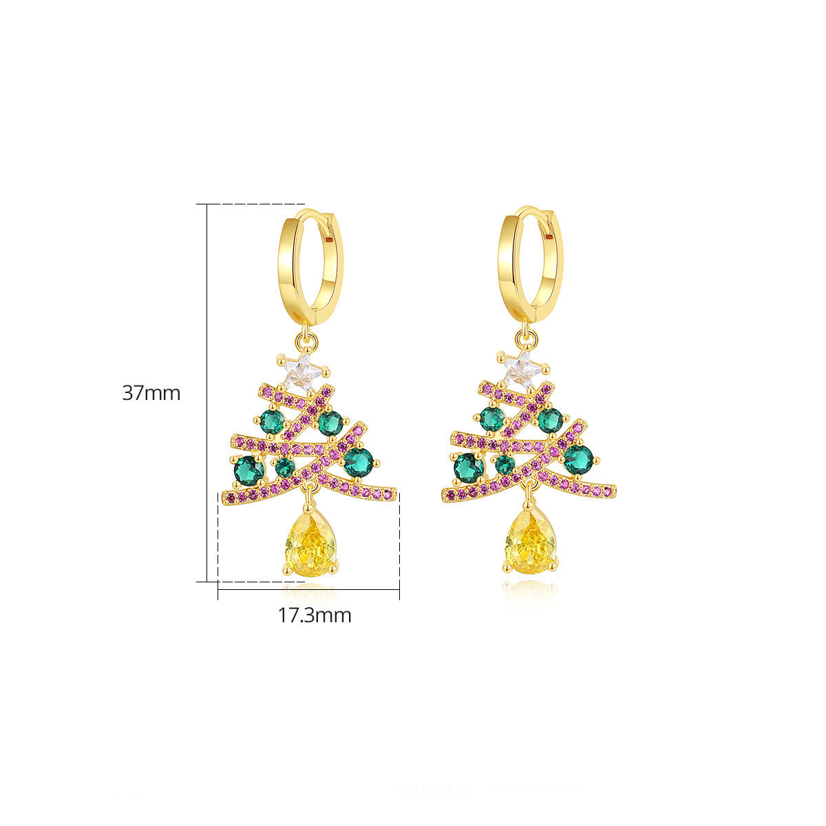 New Christmas Tree Earrings With Colorful Rhinestones Fashion Personality Shining Earrings Gift For Women Jewelry