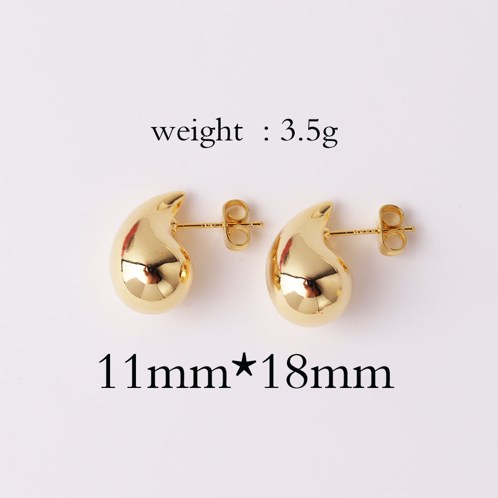 Copper Plating 18K Real Metal Drop-shaped Earrings For Women