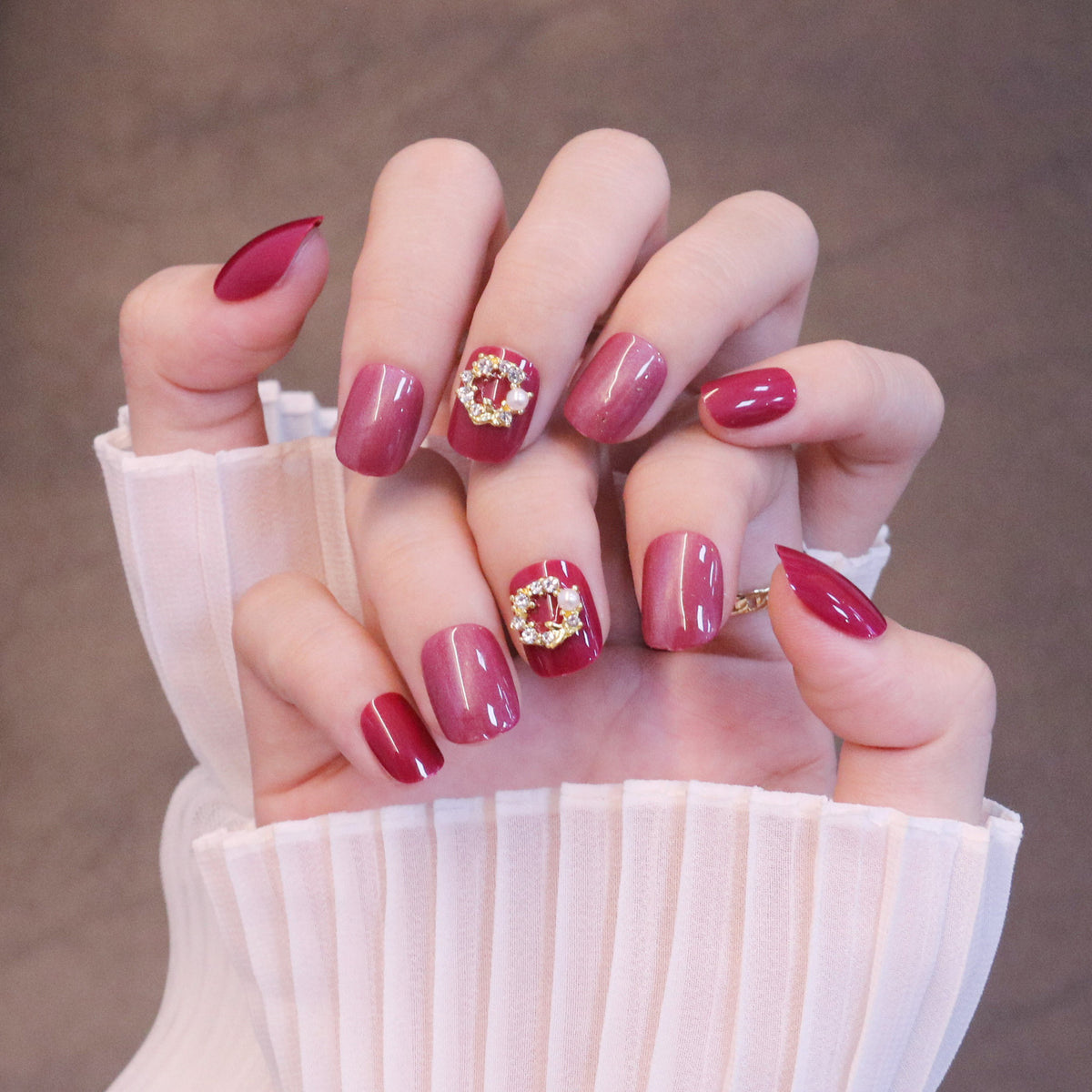 Nail Art Patch Wearing Nail Art Finished Short Rose Red Cat Eye