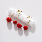 Morandi Color Drip Glazed Cherry-shaped Earrings Temperament