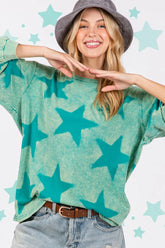 SAGE  FIG Mineral Wash Star Pattern T-Shirt