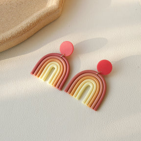 Ins Rainbow Polymer Clay Earrings Clay Hand Made Retro